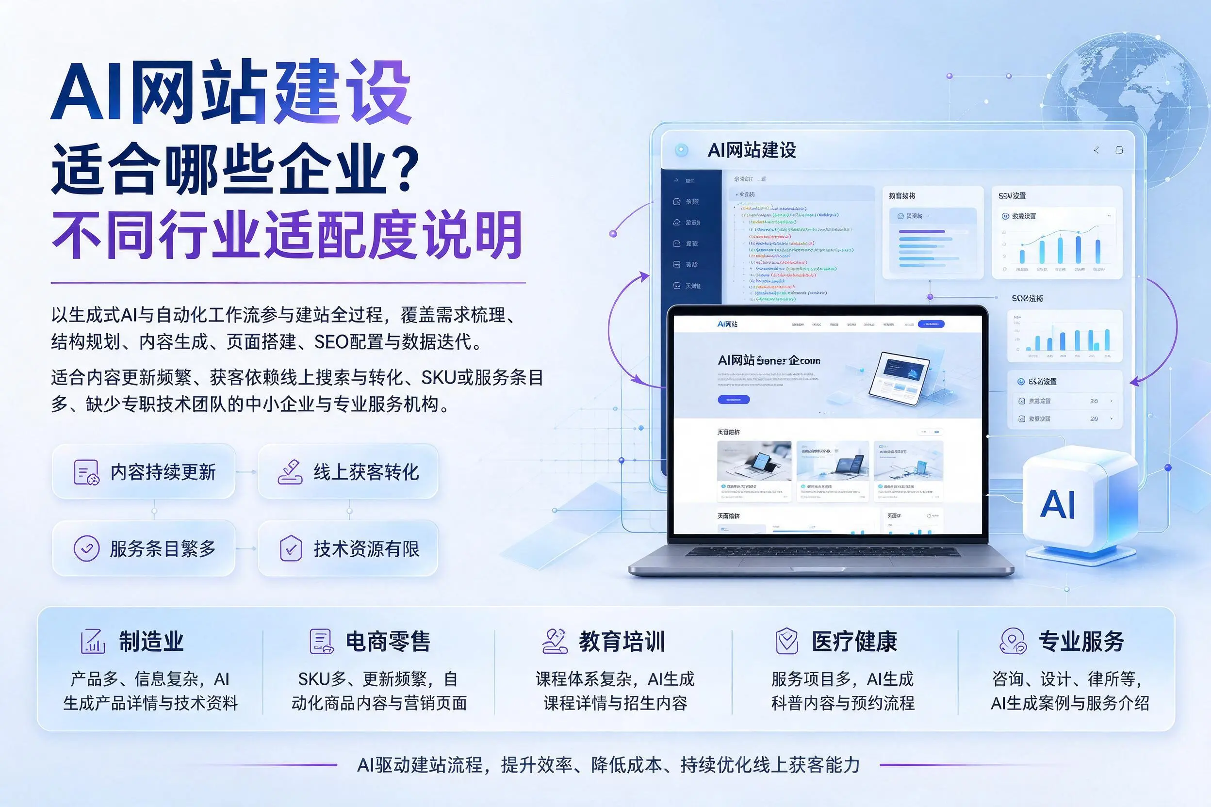 AI网站建设适合哪些企业？大庆不同行业适配度说明